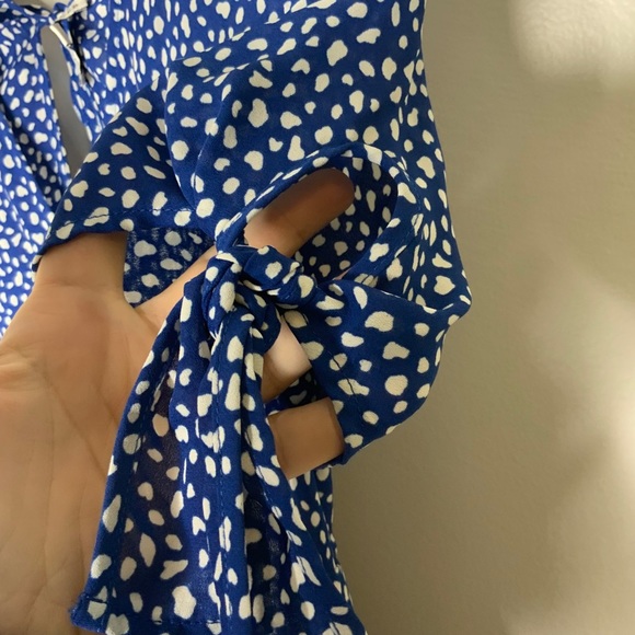 ANTHROPOLOGIE Moon River Spotted Blue Button Dress - Picture 6 of 12